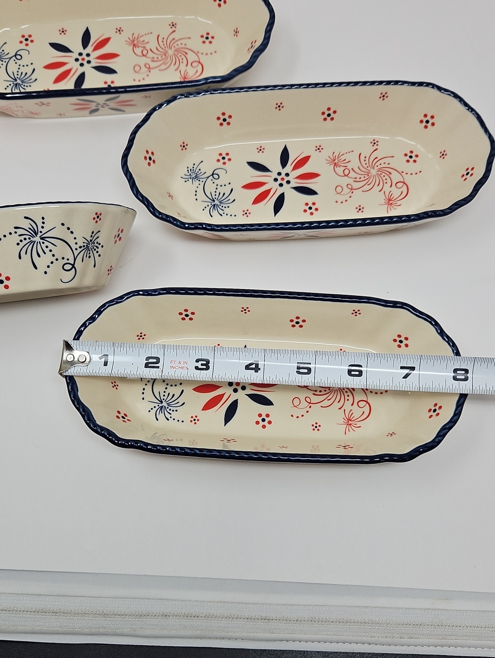 Temptations Ceramic Serving Dishes Fireworks Festive Patriotic- Set of 4 - Picture 6 of 7